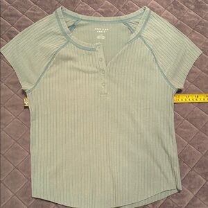 American Eagle Green Ribbed Knit Top